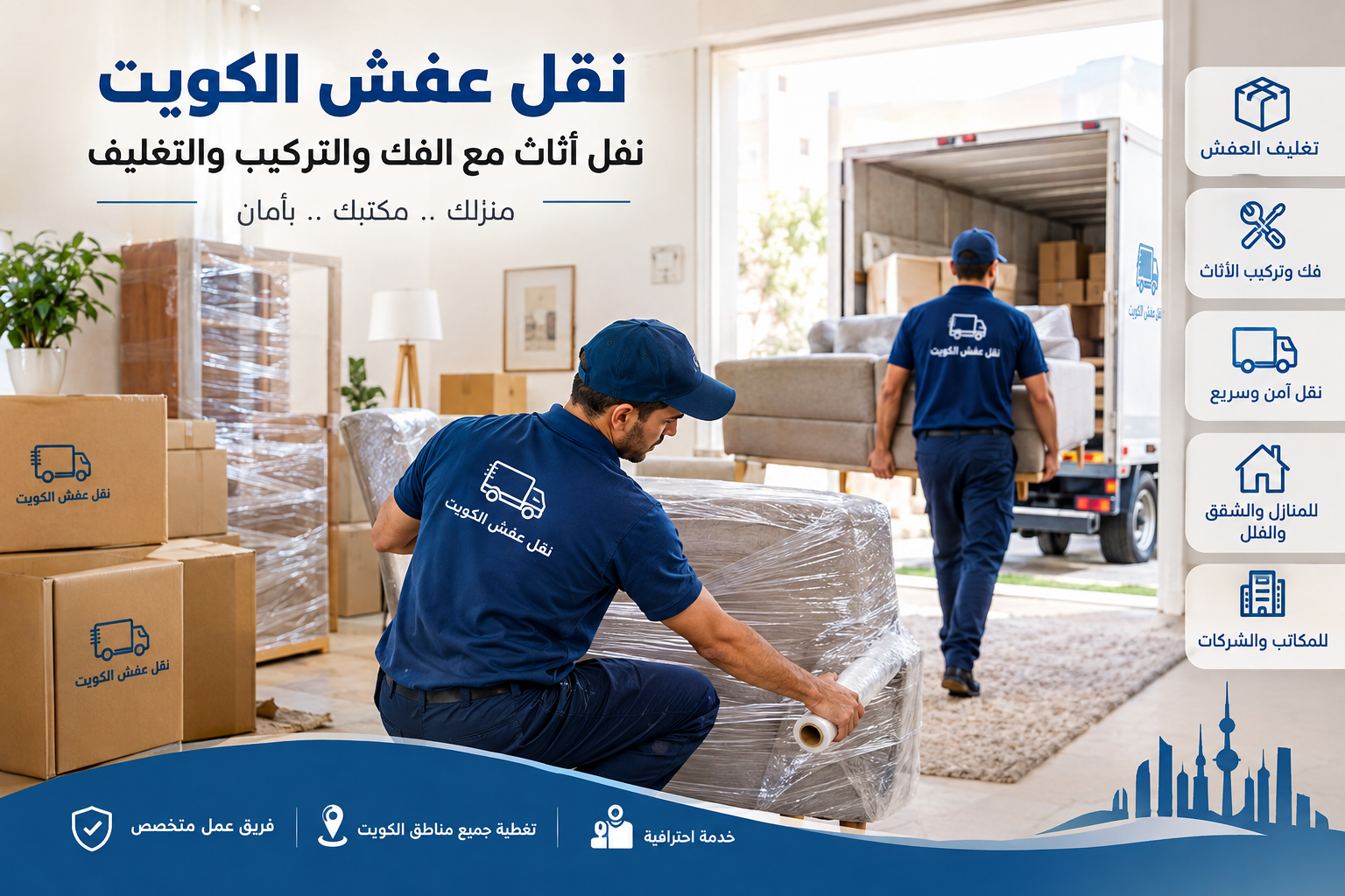 نقل عفش الكويت | نقل أثاث مع الفك والتركيب والتغليف